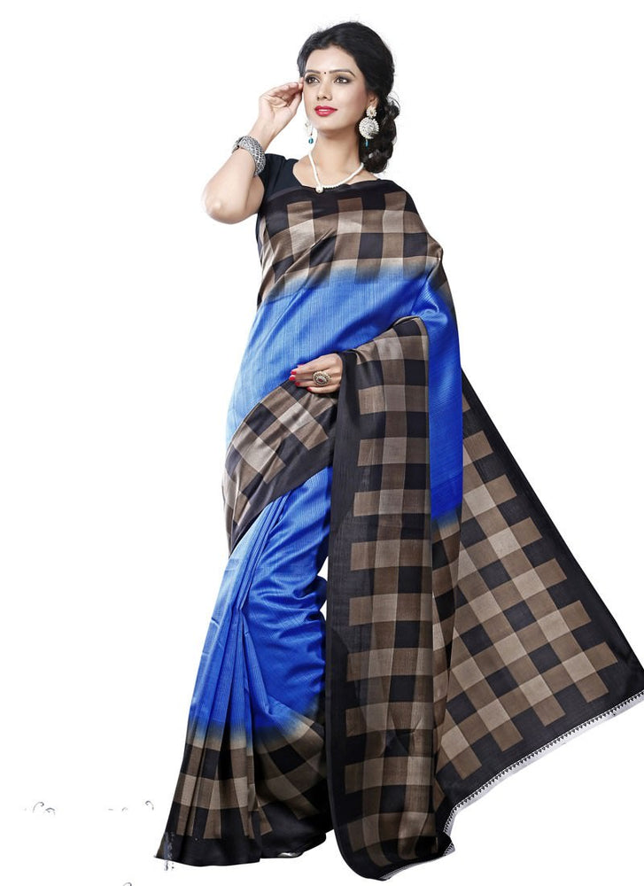 Blue Color Cotton Silk Saree only in Bigswipe