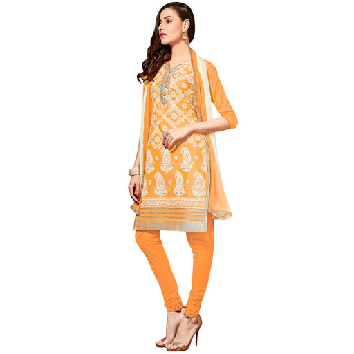 Glaze Cotton Fabric Orange Color Dress Material only in Bigswipe