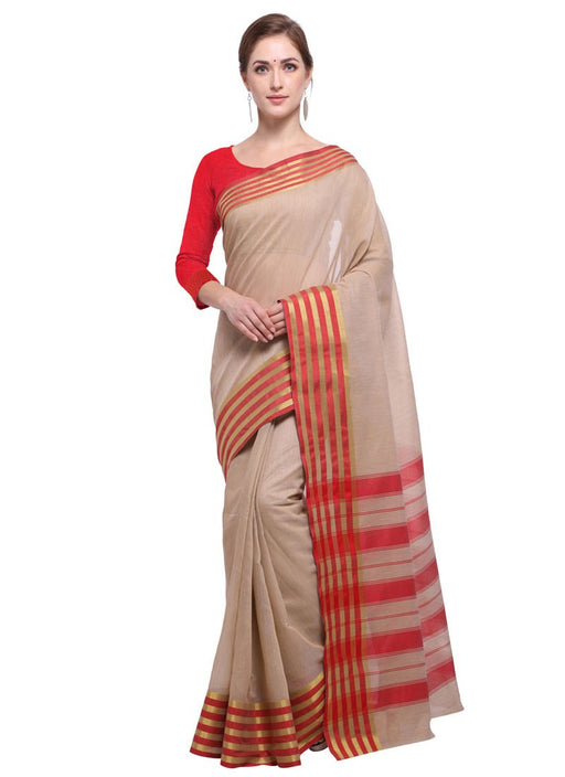 Beige Color Poly Cotton Saree only in Bigswipe