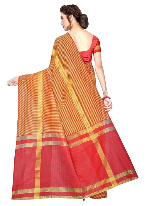 Red, Yellow Color Chanderi Silk Saree