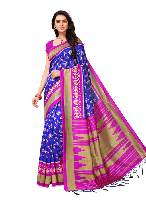 Blue, Pink, Multi Color  Poly Silk Saree only in Bigswipe