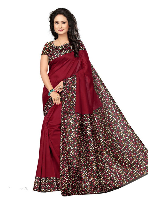 Maroon Color Poly Silk Saree only in Bigswipe