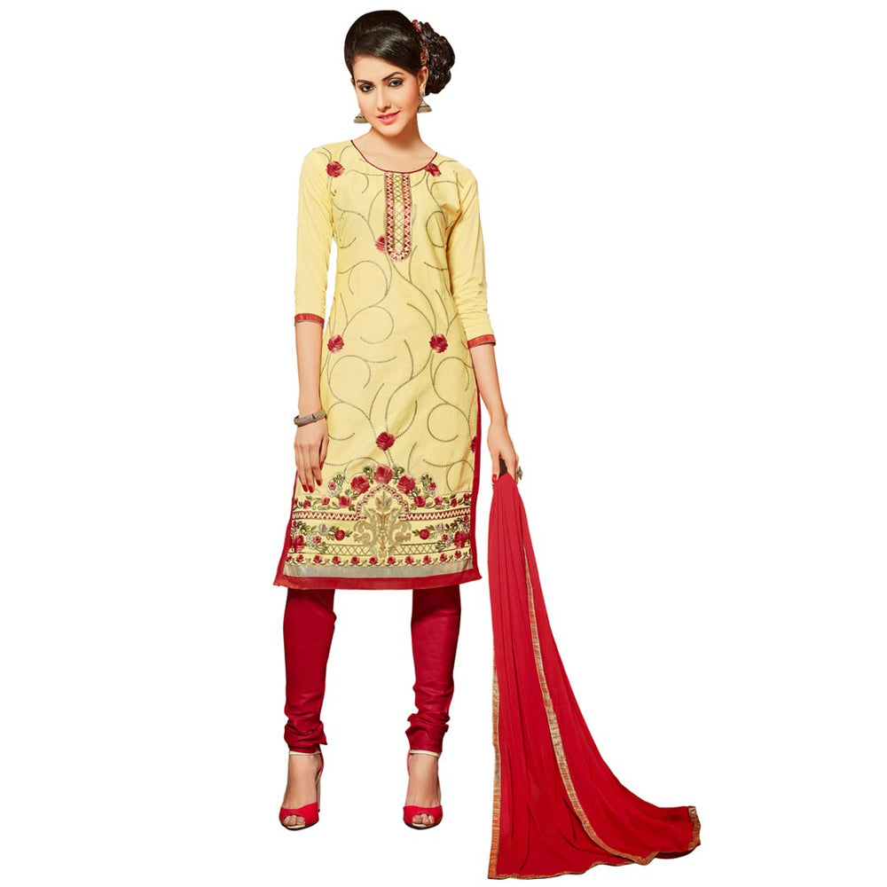 Glaze Cotton Fabric Yellow Color Dress Material only in Bigswipe