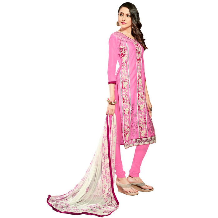 Glaze Cotton Fabric Pink Color Dress Material only in Bigswipe