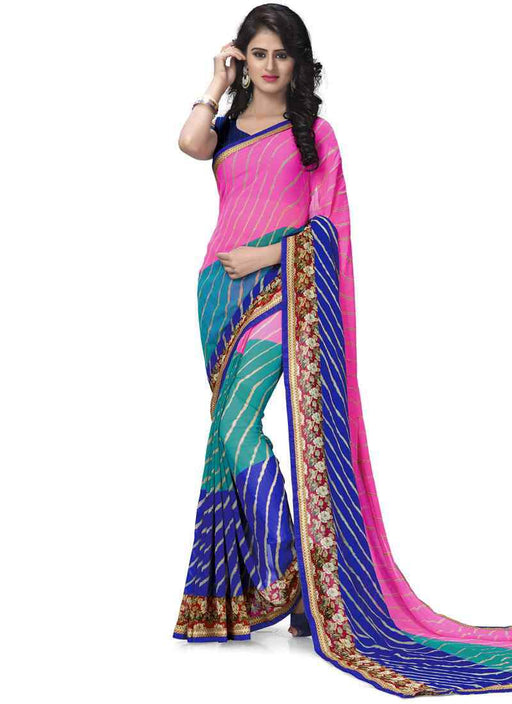 Pink,Blue Color Georgette Saree only in Bigswipe