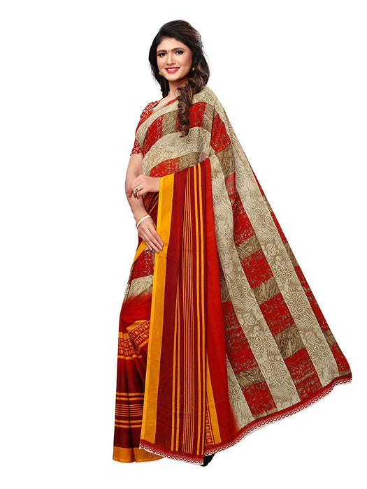 Red, Multi Color Georgette Saree