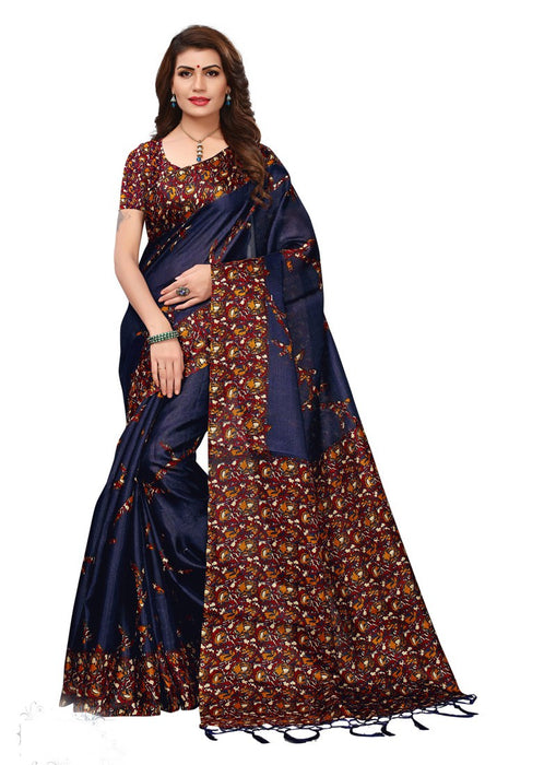 Navy Blue, Multi Color  Art Silk Saree only in Bigswipe