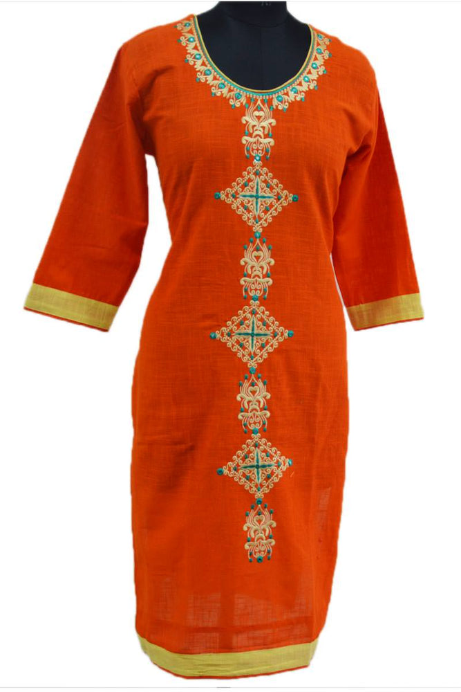 Cotton Slub Embroidery Kurti only in Bigswipe