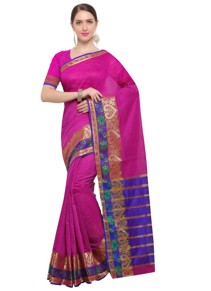 Pink Color Chanderi Silk Saree only in Bigswipe