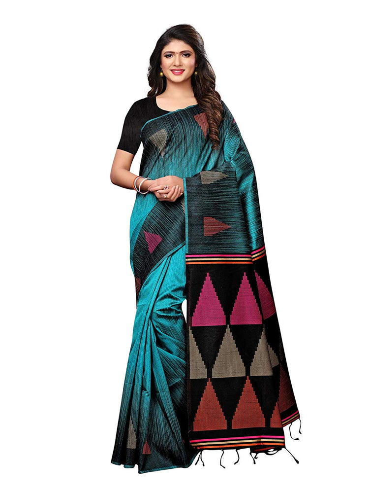 Blue, Black Color Tussar Silk (Art Silk) Saree only in Bigswipe