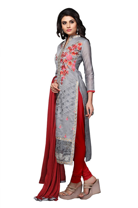 Women's Cotton Unstitched Embroidered Salwar suit set (MDSBA406)