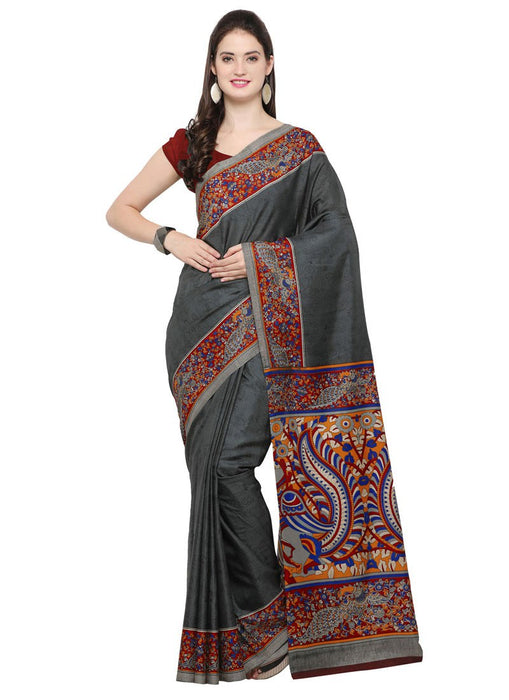 Grey Color Tussar Silk Saree only in Bigswipe