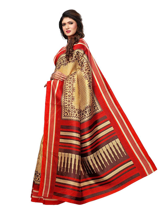 Beige, Red, Brown Color Poly Silk Saree only in Bigswipe