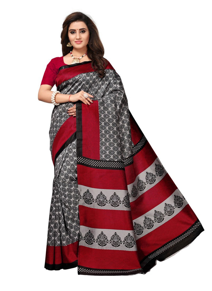 Black, Grey, Maroon Color  Poly Silk Saree only in Bigswipe