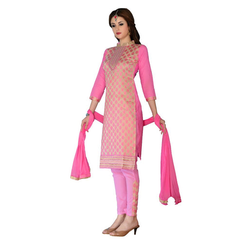 Glaze Cotton Fabric Light Pink Color Dress Material only in Bigswipe