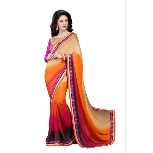 Georgette Fabric Multicolor Color Saree with Blouse only in Bigswipe