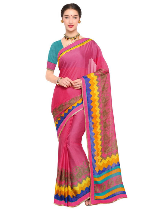 Pink, Multi Color Chiffon Georgette Saree only in Bigswipe