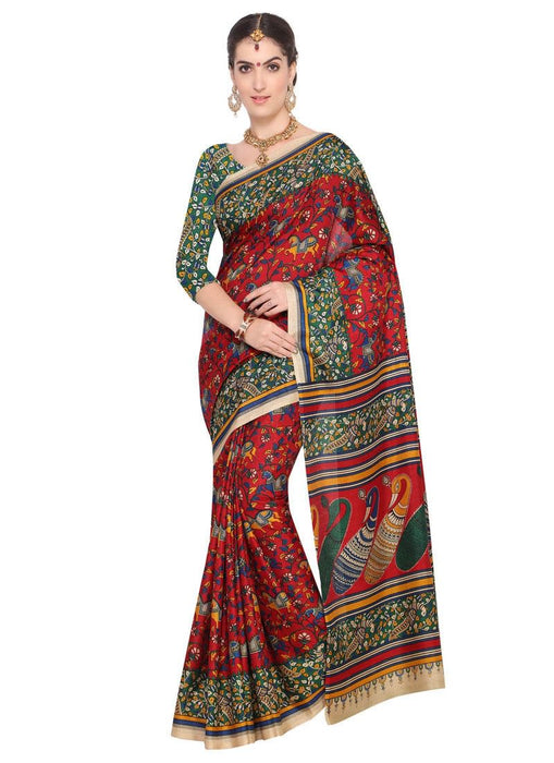 Maroon, Multi Color Art Silk Saree only in Bigswipe