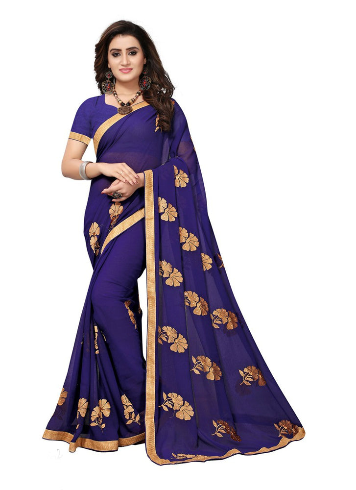 Navy Blue Color  Georgette Saree only in Bigswipe