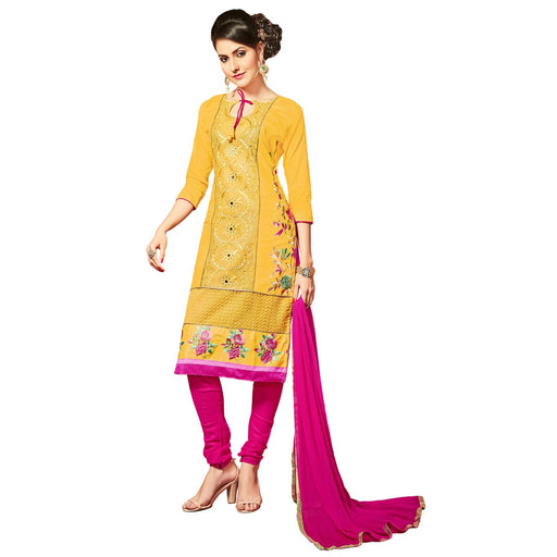 Glaze Cotton Fabric Yellow  Color Dress Material only in Bigswipe