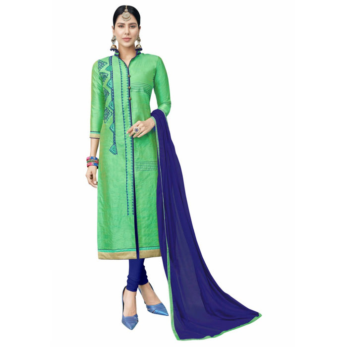 Cotton Silk Fabric Green Color Dress Material only in Bigswipe