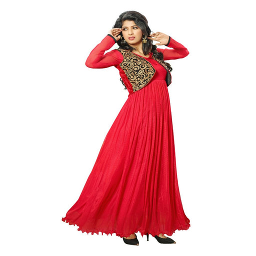 Net Fabric Red Color Long Gown only in Bigswipe