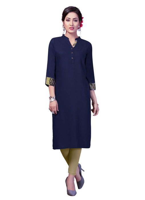 Navy Blue Color Plain Rayon Kurti only in Bigswipe