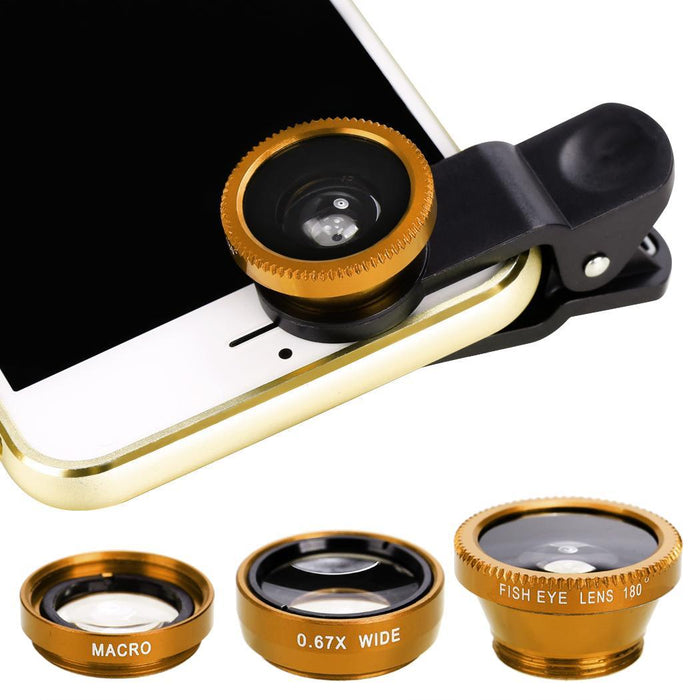 Camera Clip lens-Fisheye lens, wide&amp;Macro lens_Gold only in Bigswipe