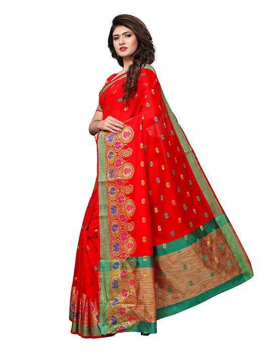 Red Color Chanderi Silk Saree