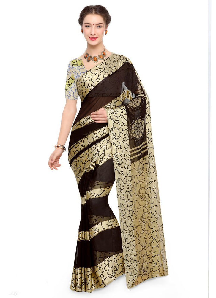 Black, Cream Color Georgette Saree only in Bigswipe