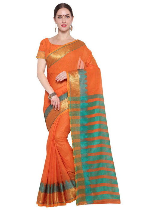 Orange,Green Color Cotton Silk Saree only in Bigswipe