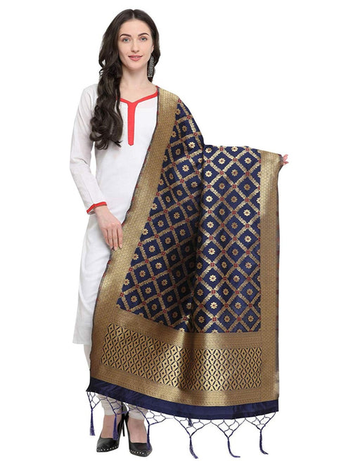 Navy Blue Color Poly Silk Dupatta only in Bigswipe