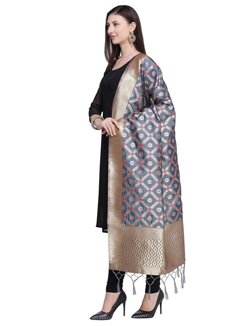 Grey Color Poly Silk Dupatta only in Bigswipe