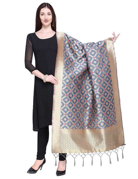 Grey Color Poly Silk Dupatta only in Bigswipe