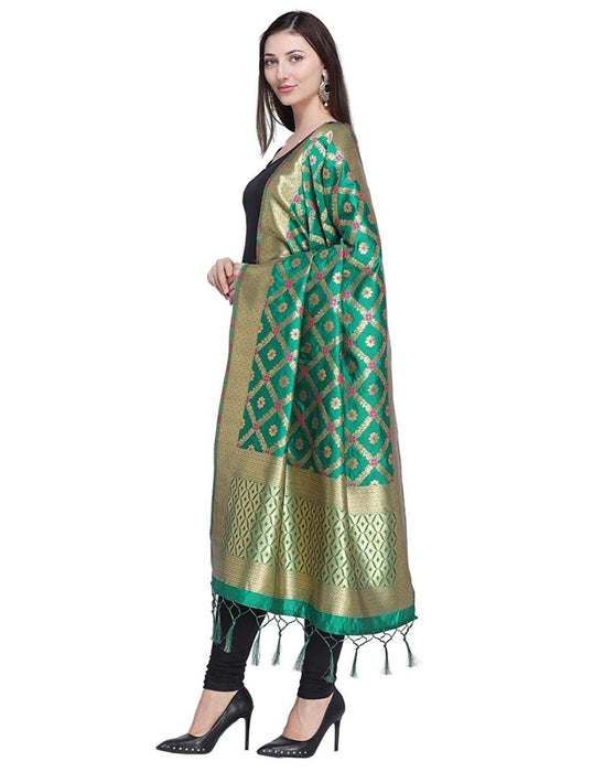 Green Color Poly Silk Dupatta only in Bigswipe