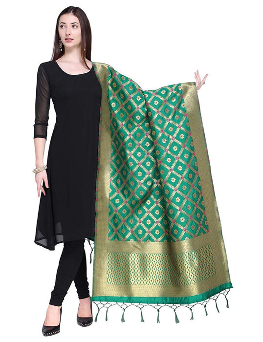 Green Color Poly Silk Dupatta only in Bigswipe