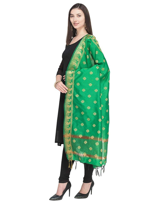 Green Color Poly Silk Dupatta only in Bigswipe