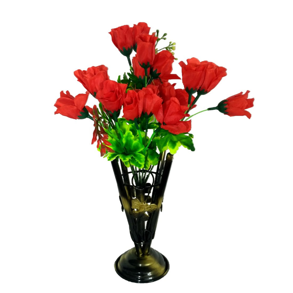 Iron Vase with Artificial Plastic Flower (1 Piece) only in Bigswipe