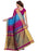 Pink And Blue Color Printed Cotton Silk Saree With Blouse only in Bigswipe