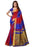 Blue And Red Color Printed Cotton Silk Saree With Blouse only in Bigswipe