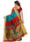 Red And Green Color Printed Cotton Silk Saree With Blouse