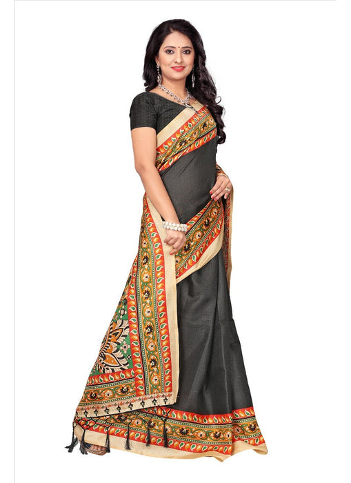 Multi Color Printed Khadi Silk Jhalor Saree With Blouse only in Bigswipe