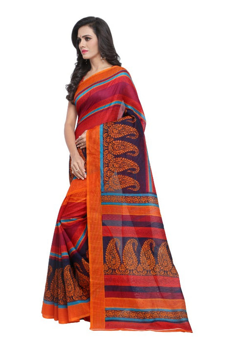 Multi Color Printed Bhagalpuri Silk Saree With Blouse only in Bigswipe