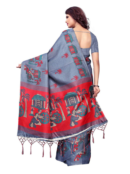 Grey, Maroon Color Art Silk Saree only in Bigswipe