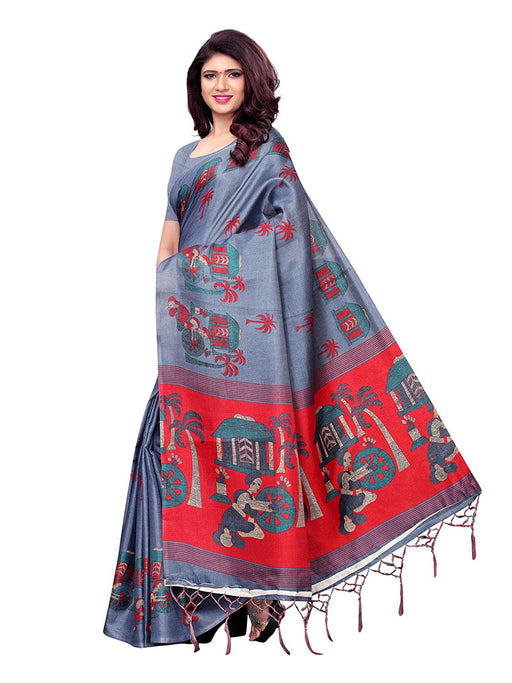 Grey, Maroon Color Art Silk Saree only in Bigswipe