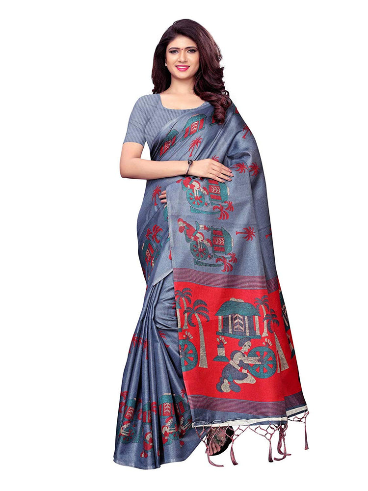 Grey, Maroon Color Art Silk Saree only in Bigswipe