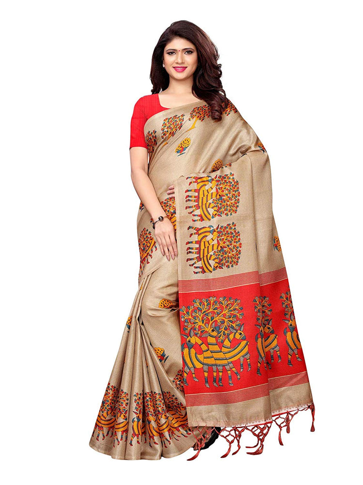 Beige, Maroon Color Art Silk Saree only in Bigswipe