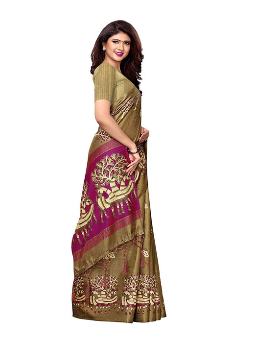 Green (Olive Green), Purple Color Art Silk Saree only in Bigswipe