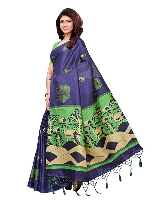 Navy Blue, Green Color Art Silk Saree only in Bigswipe