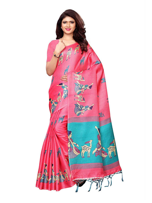 Pink, Turquoise Color Art Silk Saree only in Bigswipe